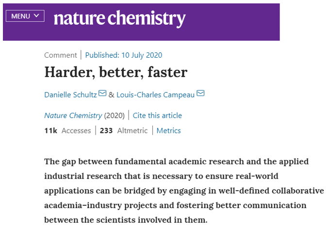 《Nature Chemistry》喊話(huà)：呼吁學(xué)術(shù)界與工業(yè)界加強(qiáng)合作